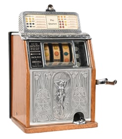5¢ CAILLE BROS. SUPERIOR NUDE FRONT SLOT MACHINE