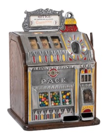 1¢ PACE MFG CO. BANTAM JACK-POT FRONT VENDER SLOT MACHINE
