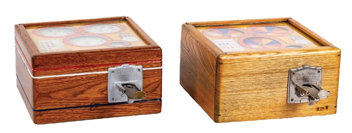 PAIR OF CHARLES FEY MFG. MATCH THREE CADETS TRADE STIMULATORS