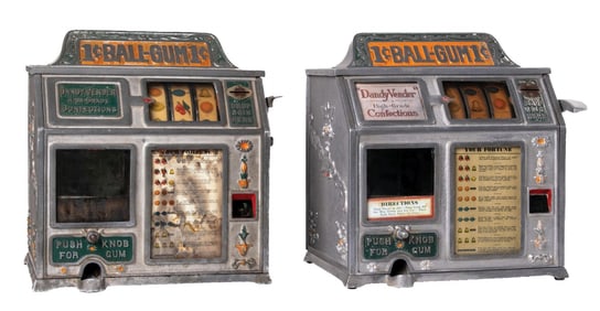 PAIR OF 1¢ GROETCHEN DANDY VENDER GUMBALL TRADE STIMULATORS