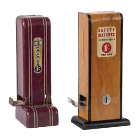 PAIR OF 1¢ MATCH VENDING MACHINES