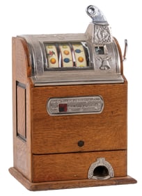 5¢ O.D. JENNINGS WOOD FRONT SLOT W/ CHECK INDICATOR