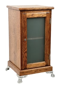 CONTEMPORARY OAK SLOT MACHINE STAND W/ GLASS FRONT