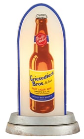 GRIESEDIECK BROS BEER REVERSE GLASS "BULLET" SIGN.