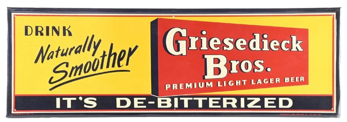 GRIESEDIECK BROTHERS BEER TIN SIGN