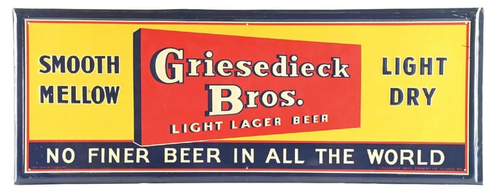 GRIESEDIECK BROTHERS BEER TIN SIGN