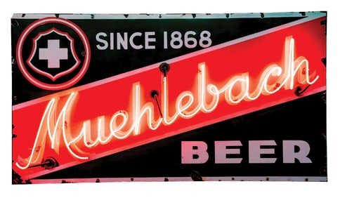 MUEHLENBACH BEER SINGLE-SIDED PORCELAIN NEON SIGN