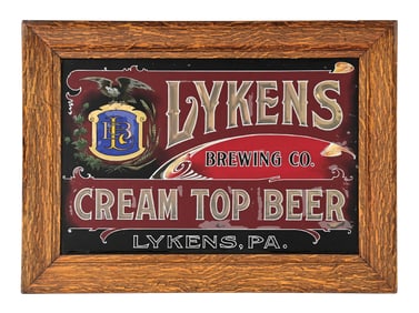 LYKENS BREWING COMPANY SIGN W/ EAGLE GRAPHIC.