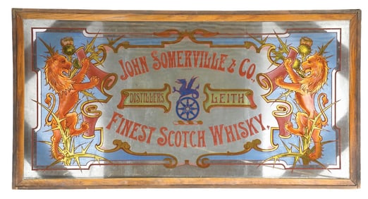 JOHN SOMERVILLE & CO. FINEST SCOTCH WHISKEY WINDOW SIGN.