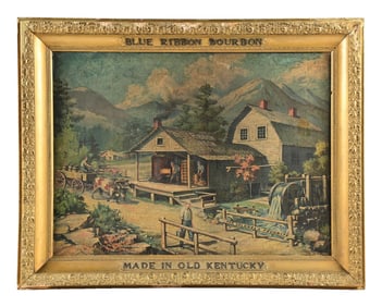 BLUE RIBBON BOURBON MADE IN OLD KENTUCKY CANVAS SIGN