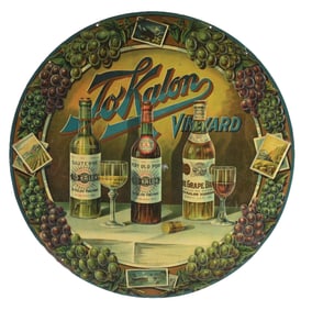 RARE "TO-KALON" VINEYARD EMBOSSED SELF FRAMED WINE SIGN