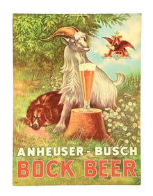ANHEUSER-BUSCH BOCK BEER HANGING LITHOGRAPH SIGN