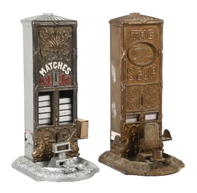 PAIR OF NORTHWESTERN MFG. BOXED MATCH VENDING MACHINES