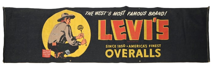 LARGE LEVIS OVERALLS BANNER W/ COWBOY GRAPHIC
