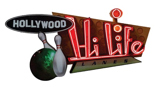 HOLLYWOOD HI LIFE BOWLING LANES NEON