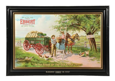 EBBERT WAGON SIGN W/ FARM SCENE GRAPHIC.