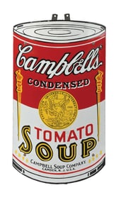 OUTSTANDING CAMPBELL'S SOUP CURVED PORCELAIN SIGN.