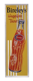 BIRELY'S "HAPPIFIES THIRST" SELF FRAMED TIN SIGN W/ BOTTLE GRAPHIC