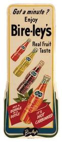 GOT A MINUTE? ENJOY BIRE-LEY'S REAL FRUIT TASTE SELF FRAMED EMBOSSED TIN SIGN W/ MULTIPLE BOTTLE