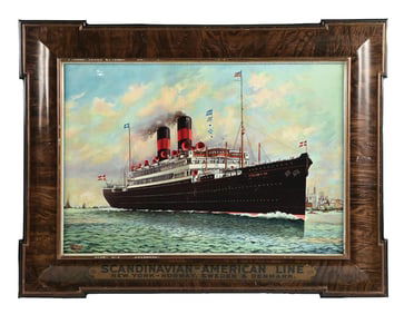 SCANDINAVIAN AMERICAN LINE SHIP SIGN