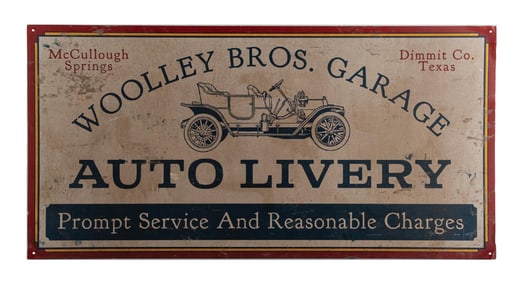 WOOLLEY BROS. GARAGE MOVIE PROP SIGN