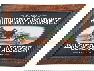 PHILADELPHIA AUTOMOBILE INSURANCE SIGN W/ CAR GRAPHIC.