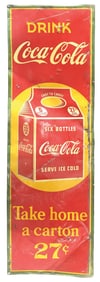 DRINK COCA-COLA SIGN W/ SIX-PACK GRAPHIC