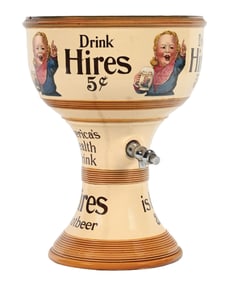 5¢ DRINK HIRES CERAMIC SYRUP DISPENSER.
