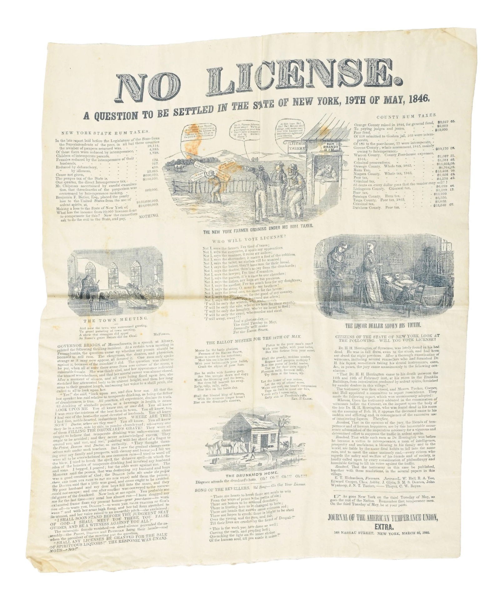 1846 AMERICAN TEMPERANCE UNION FABRIC PRINT (1 of 2)