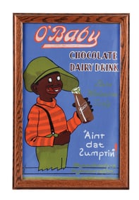 O'BABY CHOCOLATE DAIRY DRINK CARDSTOCK LITHOGRAPH W/ BOTTLE GRAPHIC