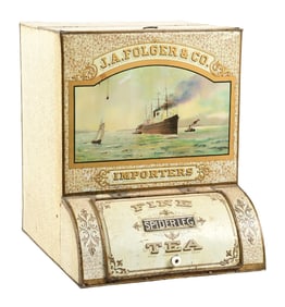 J.A. FOLGER & CO. FINE TEA GENERAL STORE CONTAINER.