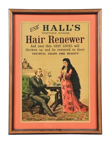 R.P. HALL & CO. HALLS VEGETABLE SICILIAN HAIR RENEWER SIGN.