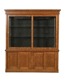LARGE OAK DISPLAY CABINET