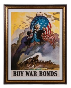 BUY WAR BONDS LITHOGRAPHED PAPER W/ UNCLE SAM GRAPHIC