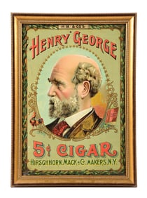 HENRY GEORGE 5¢ CIGAR SIGN.