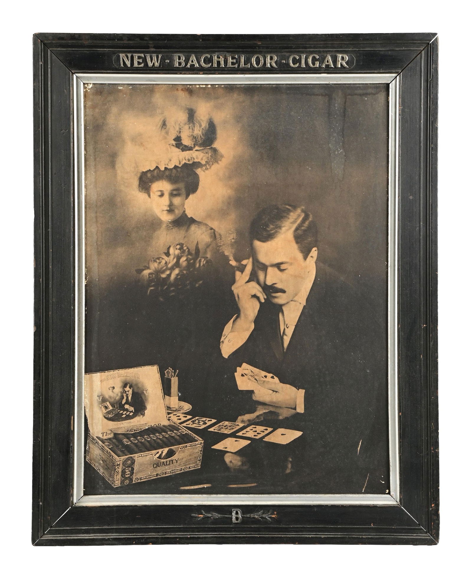 BACHELOR CIGAR FRAMED BLACK & WHITE ADVERTISING SIGN (1 of 2)