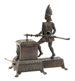 MONROE MFG. CO. CAST IRON NATIVE AMERICAN CIGAR CUTTER