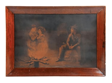 ROUND-UP CIGARS FRAMED MASONITE ADVERTISEMENT W/ PIONEER GRAPHICS