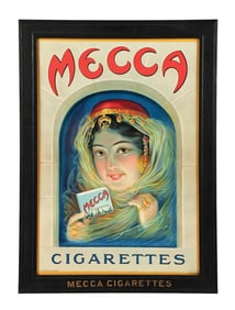 MECCA CIGARETTES SIGN W/ WOMAN GRAPHIC.