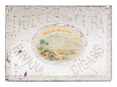 DULCES DE CUBA HAVANA CIGARS REVERSE PAINTED GLASS SIGN