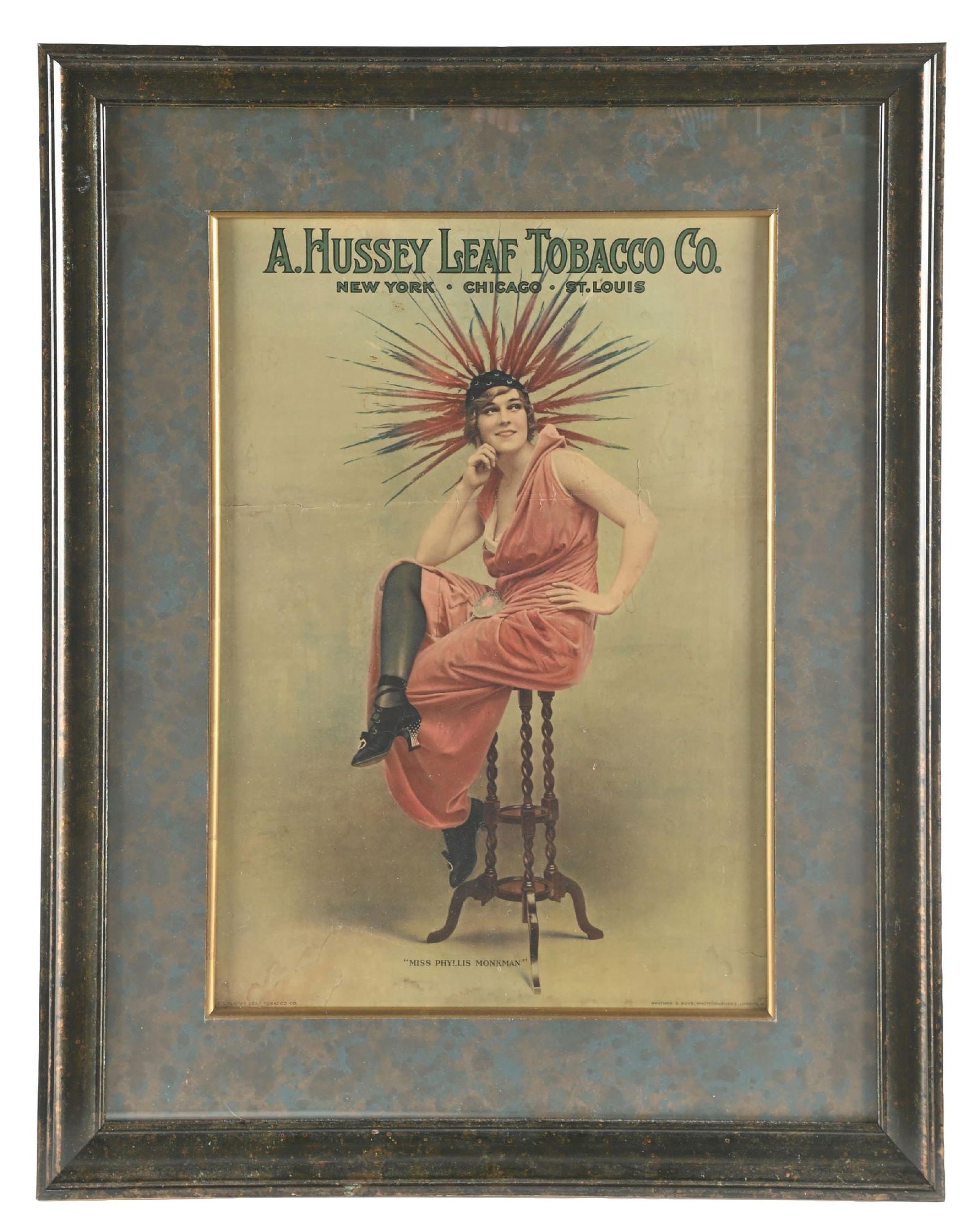 A. HUSSEY LEAF TOBACCO COMPANY SIGN W/ BEAUTIFUL WOMAN GRAPHIC (1 of 4)