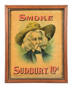 SMOKE SUDBURY 10¢ TOBACCO CIGAR SIGN.