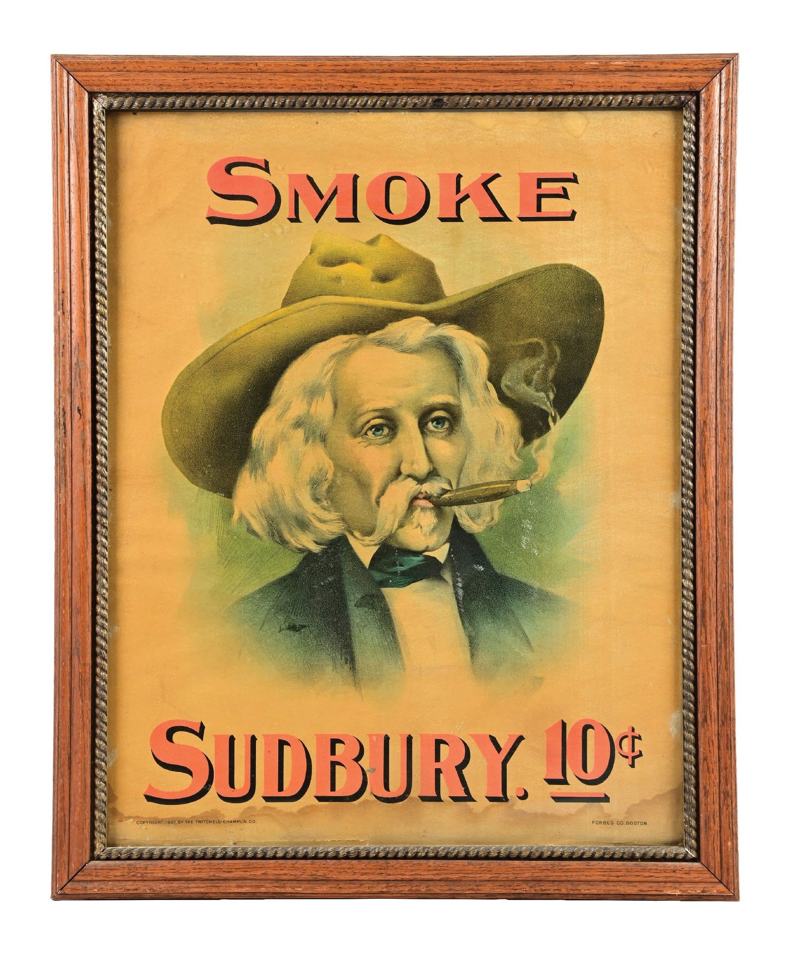 SMOKE SUDBURY 10¢ TOBACCO CIGAR SIGN. (1 of 3)
