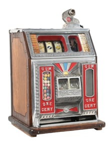 1¢ WATLING BLUE SEAL TWIN JACKPOT GUM VENDING SLOT MACHINE