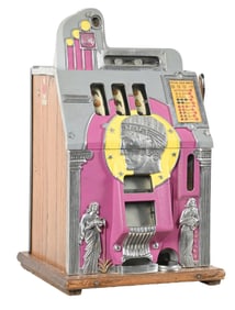 5¢ MILLS NOVELTY CO. SILENT GOLDEN ROMAN HEAD SLOT MACHINE