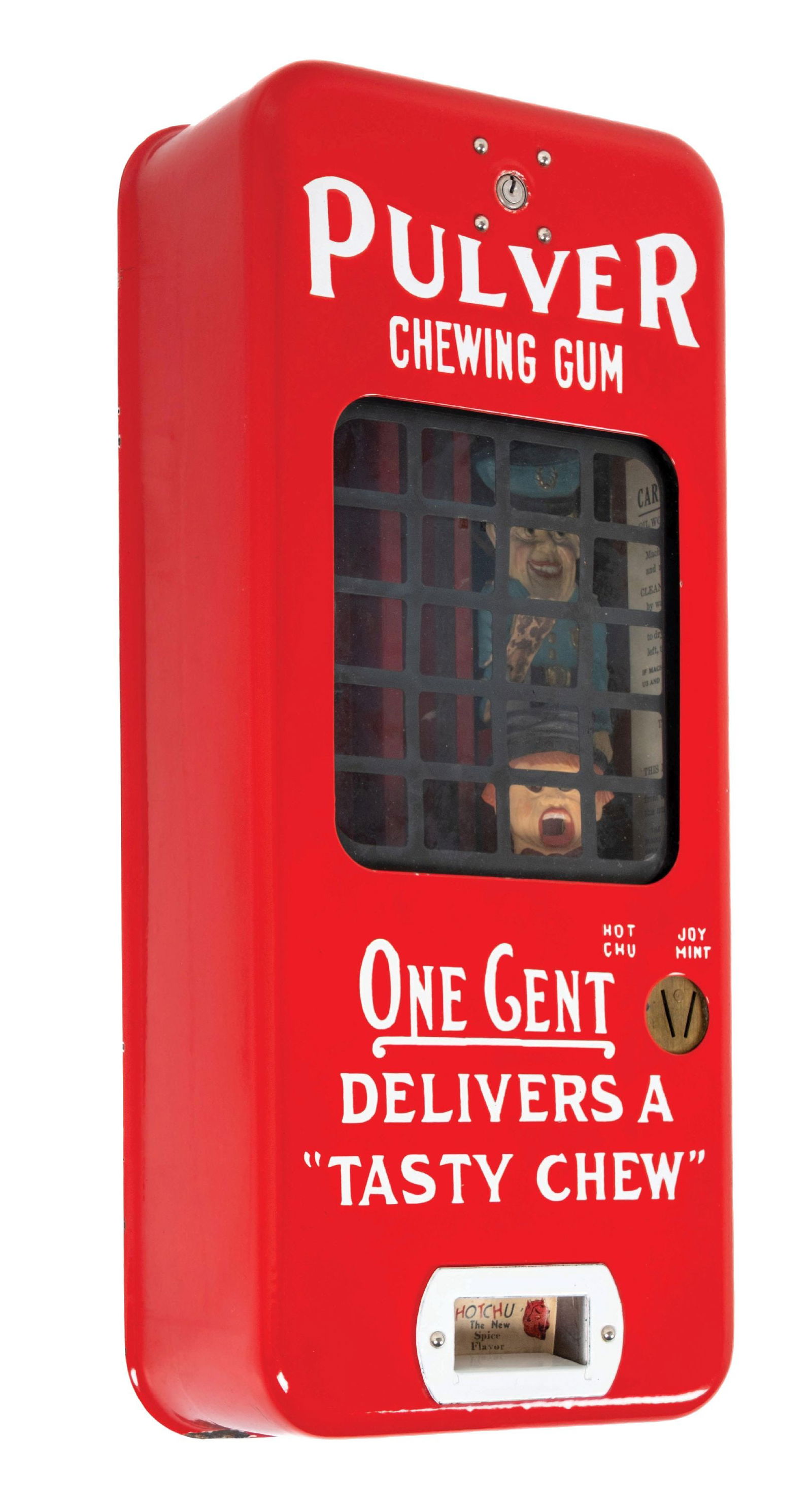1¢ PULVER CHEWING GUM VENDOR W/ COP & ROBBER FIGURES (1 of 5)