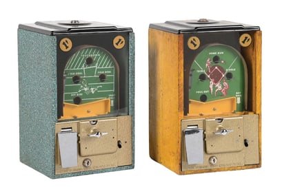 PAIR OF VICTOR SPORTS THEMED GUMBALL VENDING GAMES