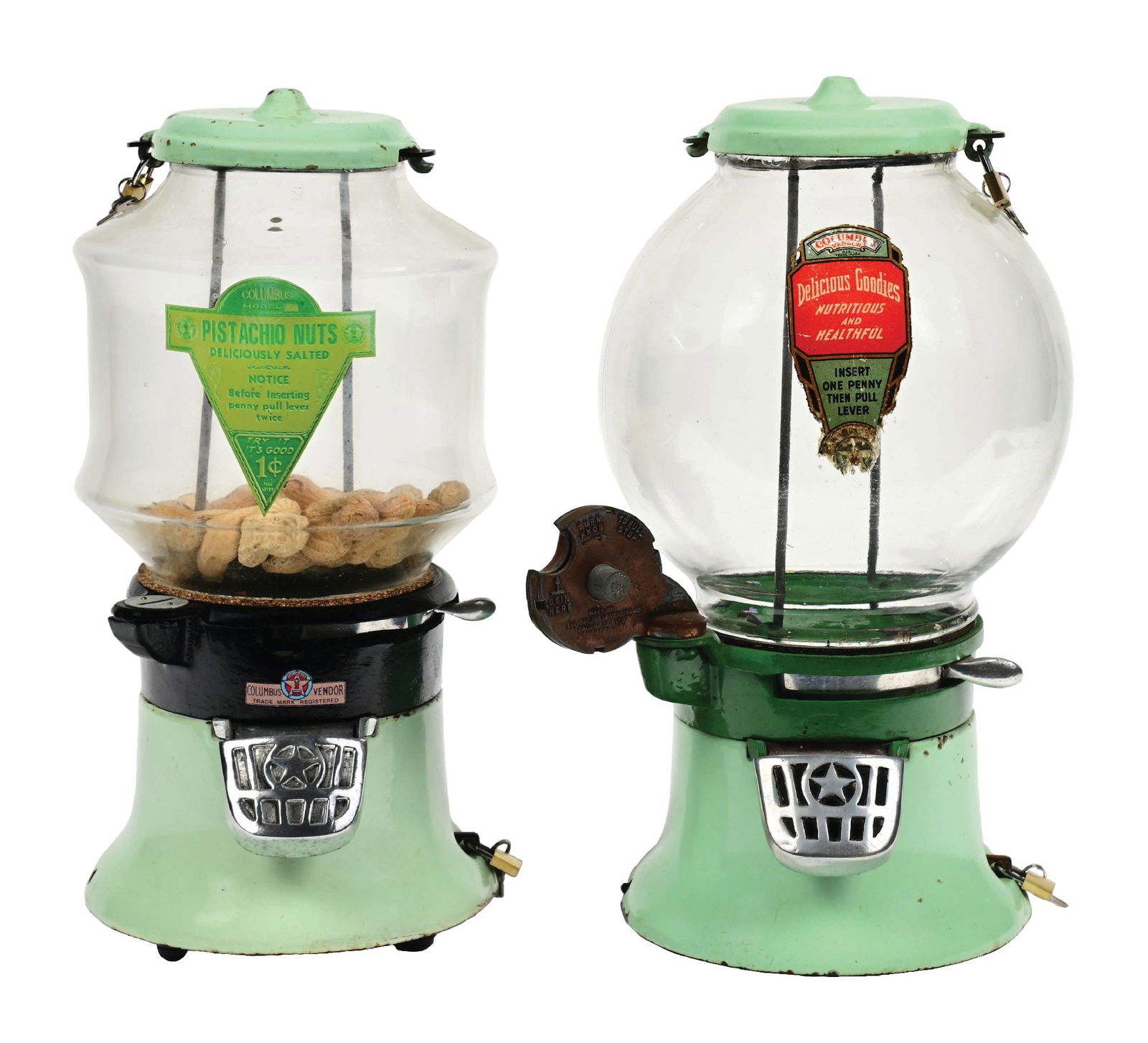 PAIR OF COLUMBUS MANUFACTURING PEANUT VENDING MACHINES (1 of 4)