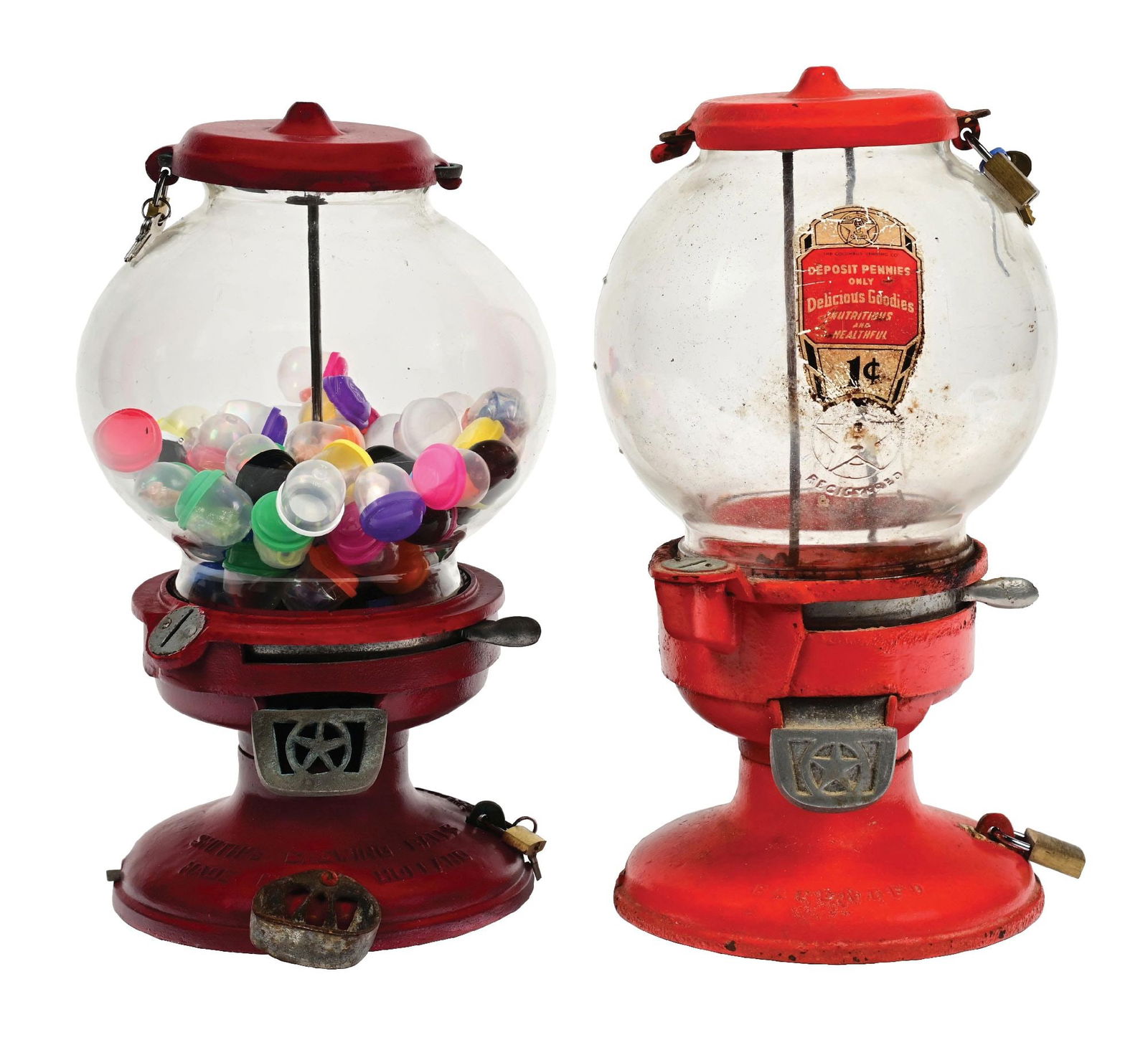 PAIR OF COLUMBUS CAST IRON VENDING MACHINES (1 of 4)