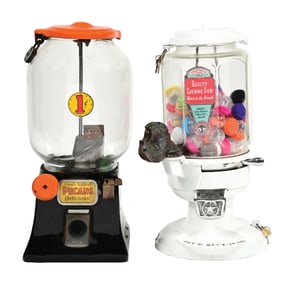 PAIR OF CAST IRON VENDING MACHINES